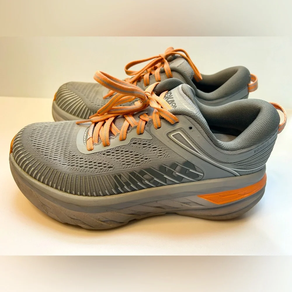 Hoka One One Gray and Orange Women's Sneakers
